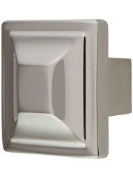 Menlo Park Cabinet Knob - 1 1/4 inchSquare in Polished Nickel.